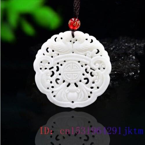 Jade Mandarin duck Pendant Accessories Gemstone Chinese Charm Natural Amulet Jewelry Double sided Fashion White Carved Necklace
