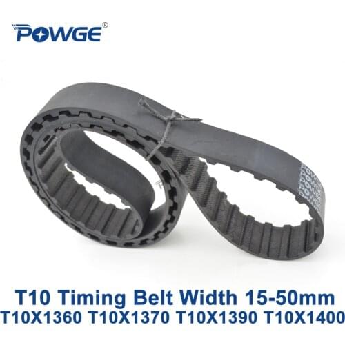 POWGE T10 Synchronous timing belt C=1360/1370/1390/1400 Width 15/20/25/30/40/50mm Rubber T10X1360 T10X1370 T10X1390 T10X1400