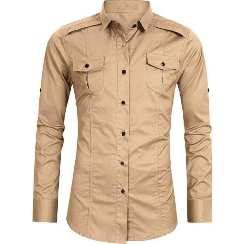 Spring Autumn Large Size Mens Tactical Shirt Male Long Sleeve Lapel Army Shirt Cotton Tops Outdoor Sports Camping Hiking Shirts