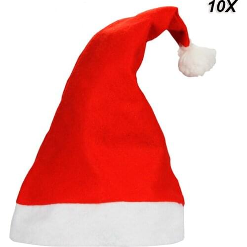 10Pcs/Lot Christmas Hat Xmas Hats Thick Plush Warm Gift for Kids Children Adult Santa Deer Snowman Christmas Party DJ Decoration