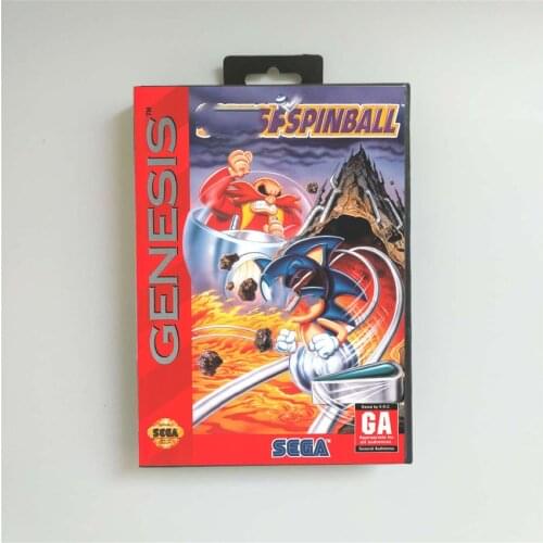 Soniced Game the Hedgehog Spinball - USA Cover With Retail Box 16 Bit MD Game Card for Sega Megadrive Genesis Video Game Console