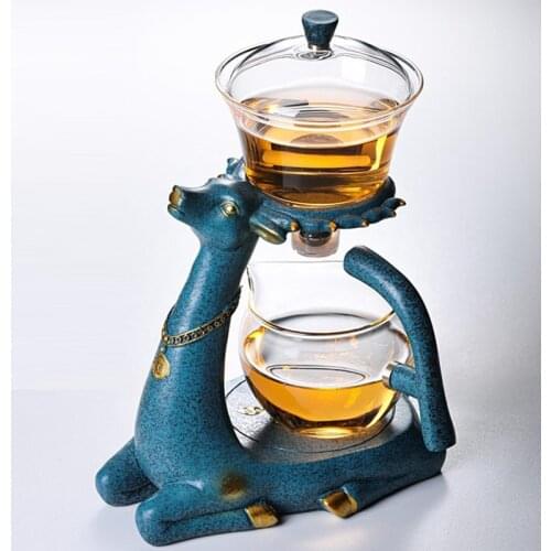 Deer Glass Teapot Turkish Drip Pot Infuser Tea Coffee Pot Heat-Resistant Glass Teapot Puer Kettle for Tea Coffee Make