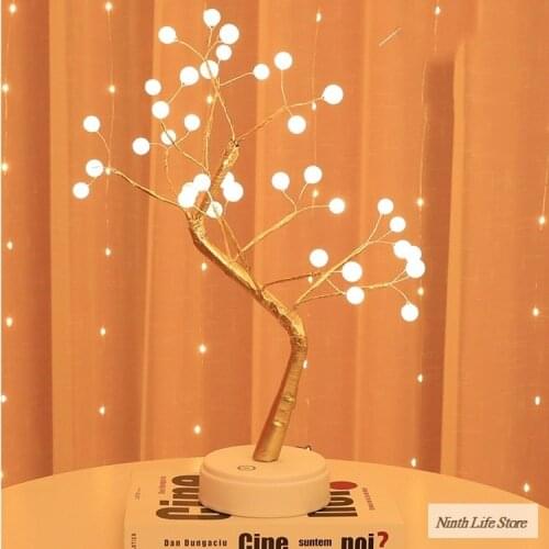 LED Copper Wire Tree Shape Night Light Romantic Table Lamp USB Led Table Lamp Indoor Light Home Christmas New Year Decoration