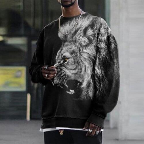 Fashion Casual Long Sleeve Sweatshirts Tops For Men Pattern Printed Loose Pullover Men Spring Autumn O-Neck Harajuku Streetwear
