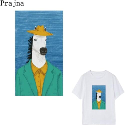Prajna Mr Horse Thermal Transfer Patches Appliques For Clothes Stickers Easy Press Iron On Transfers T-Shirt DIY Accessories D