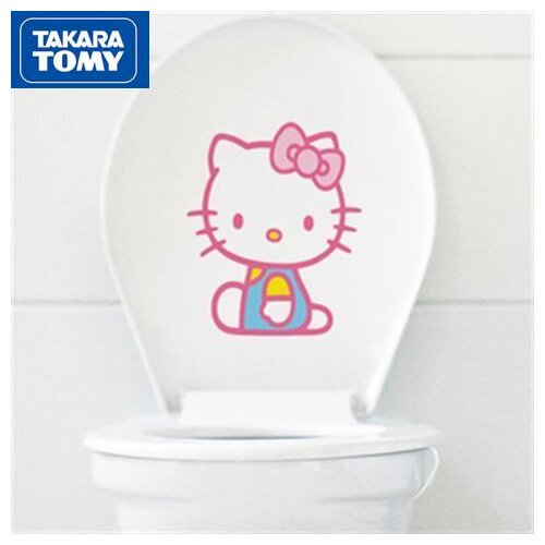 TAKARA TOMY Cartoon Hello Kitty Waterproof Toilet Sticker Simple Environmental Bathroom Decoration Self-adhesive Wall Sticker
