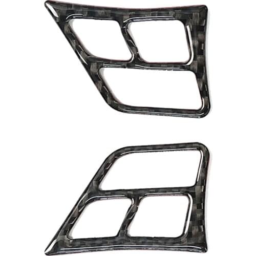 2pcs Car Decorations Carbon Fiber Steering Wheel Button Cover Sticker Trim Fits For BMW E90 05-12