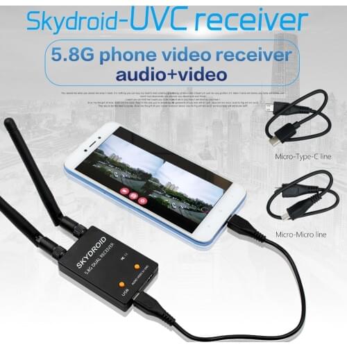 2019 New Skydroid UVC Dual Antenna Control Receiver OTG 5.8G 150CH Full Channel FPV Receiver W/Audio For Android