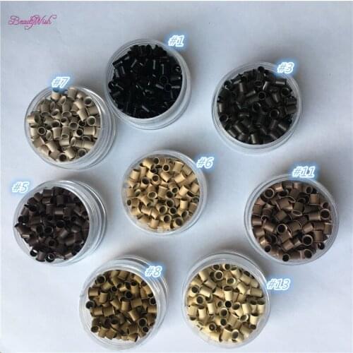 5000Units Easily Locks Copper Micro Ring 3.2X2.8X4.0mm Flared Micro Bead Black Brown Blonde Micro Links