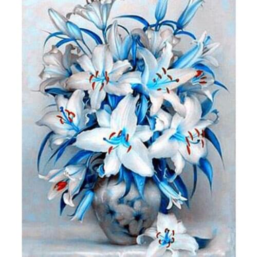 5D DIY Diamond Painting Square Round Diamond Flower Picture Blue Flower Picture Cross Stitch Mosaic Embroidery Home Decor WG2780