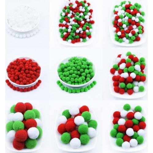 Red White Green Pompom Fur Craft DIY Soft Pom Poms Crafts Pom Ball Christmas Decor Glue on Cloth Accessories 8mm To 30mm 600pcs