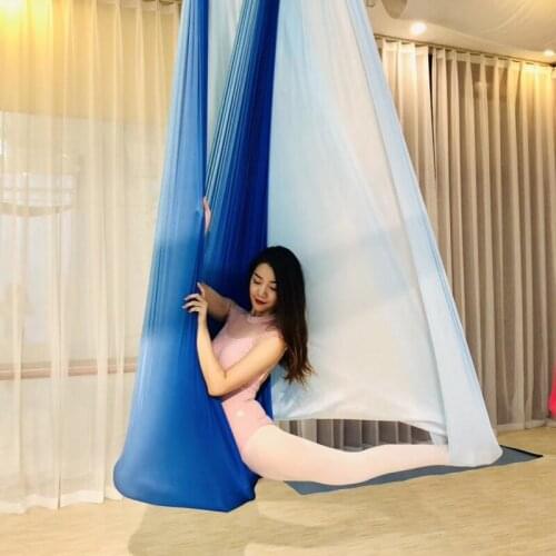 7m multicolo gradient Customized Length Aerial Yoga Hammock Fabric Fly Swing Bed Anti-Gravity Trapeze Inversion Aerial Traction