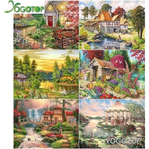 5D Diy Diamond Painting natural garden house Landscape Full Embroidery Seaside House Home Decoration Mosaic Diamond Art YY2070