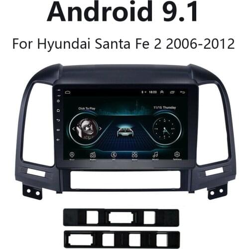 Android 9.1 9" 2din Car Radio Multimedia MP5 DVD Player GPS NAVI Head Unit For HYUNDAI SANTA FE 2006 2007 2008 2009 2010-2012