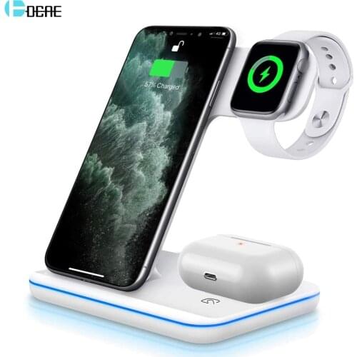 3 In 1 15W Qi Wireless Charger Stand For iPhone 12 11 X XS XR 8 Fast Charging Dock Station for Apple Watch 6 5 4 3 2 Airpods Pro