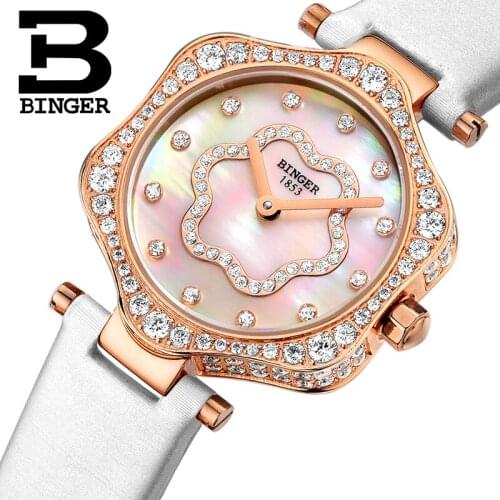Switzerland BINGER Women watches Luxury Brand Ladies Quartz Watch Snake Shape Sapphire golden Waterproof Wristwatches B6900-2