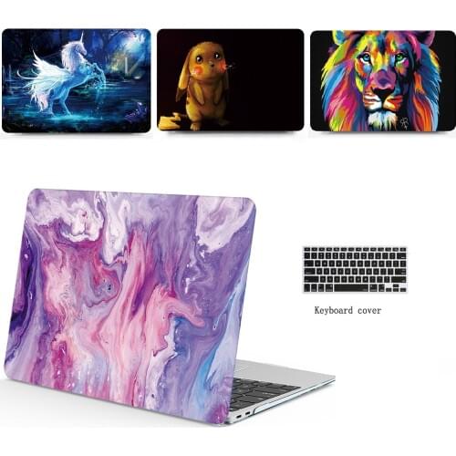 2in1 New Marble pattern laptop Case+keyboard Cover for 11 12 13 15 inch Apple Macbook Air Pro Retina Touch Bar Laptop Case
