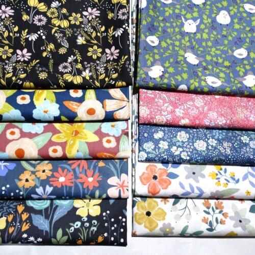 Floral Cotton Fabric Skin-Friendly Cotton Twill Print Flower for Sewing Home Textile Child Dress Making Woven Soft Fabric