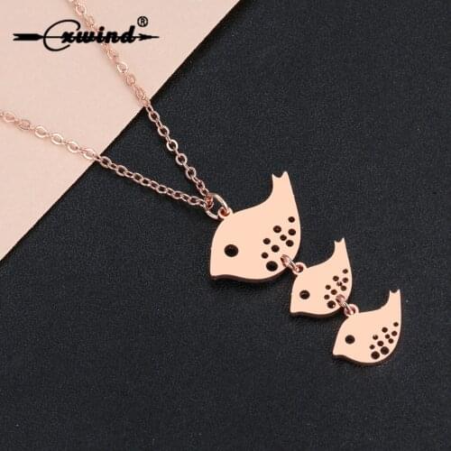 Cxwind Stainless Steel Charm Animal Birds Necklaces for Women Mom with Kids Bird Pendant Necklace Female Clavicle Chain Jewelry