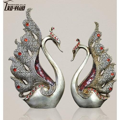 European Court notices retro couple swan ornaments resin crafts ornaments home decorations wedding gifts