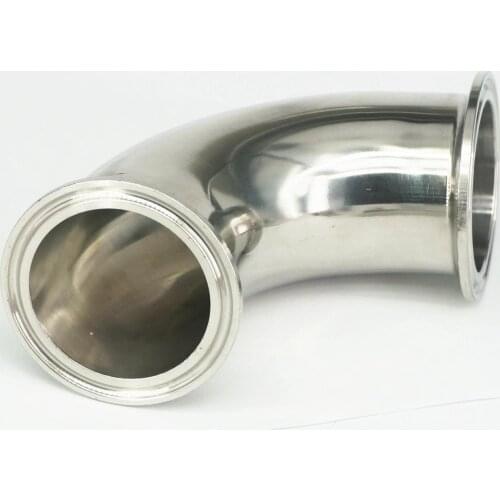 51mm O/D 304 Stainless Steel Sanitary Ferrule 90 Degree Elbow Pipe Fitting Tri Clamp