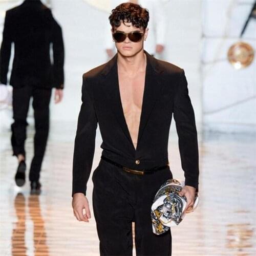 Chic Mens Rompers V-Neck Black Casual Pants Jumpsuit Overalls Long Sleeves Plus Size S-4XL Joggers