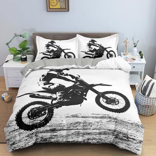 3D Printed Motocross Rider Comforter Cover Motorcycle Extreme Sport Game Bedding Set Dirt Bike Duvet Cover for Kids Boys Teens
