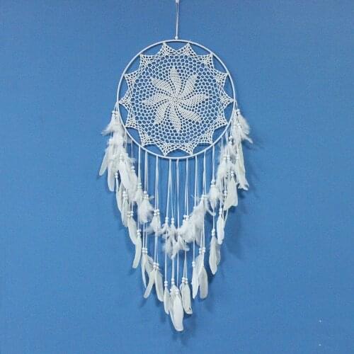 Creative Dream Catcher New Wind Chimes White Feather Hand-woven Wind Chime Aerial Charm Home Room Wedding Hanging Decorations