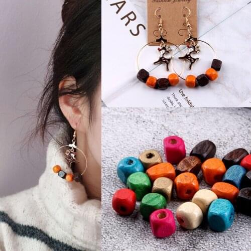 Square Rectangle Wooden Retro Beads Eardrop Bracelet Earring Accessories Jewelry Components Diy Handmade Material 20pcs