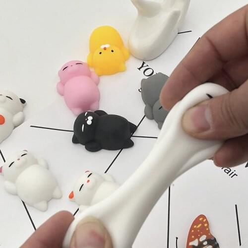 Mini Squeeze Toys Cute Cartoon Squeeze Squishy Cat Stress Reliever Slow Rising Fun Toys For Kids Anti Stress Cat Fidget Toys