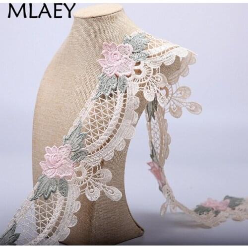 MLAEY 2yards/lot Flower Embroidery Lace Fabric Trim Ribbons DIY Sewing Garment Handmade Materials Accessories 19529