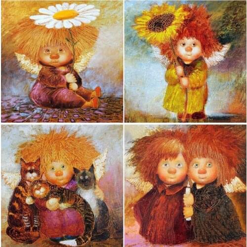 5D Diy Diamond Painting Full Square Flower Angels Cross Stitch Kit Diamond Embroidery Mosaic Pictures Of Rhinestones Home Decor