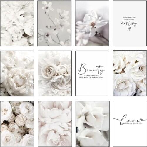 White Flowers Peony Roses Wall Art Canvas Painting Poster Fresh Elegant Canvas Painting Pictures For Home Living Room Decor