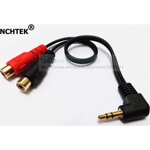 NCHTEK Right Angled 3.5MM Stereo Male Plug to Dual RCA Female Adapter Audio Y Cable About 0.25M/Free DHL Shipping/100PCS