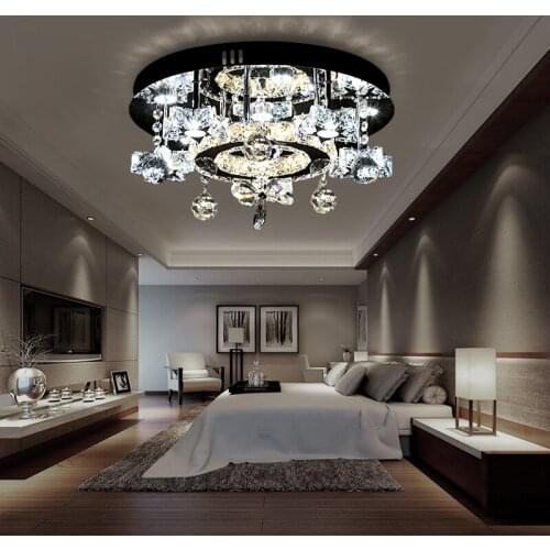 Personality Creative Study Room Starry Light Simple Modern Round Crystal Light Warm Bedroom Ceiling Light WF107355