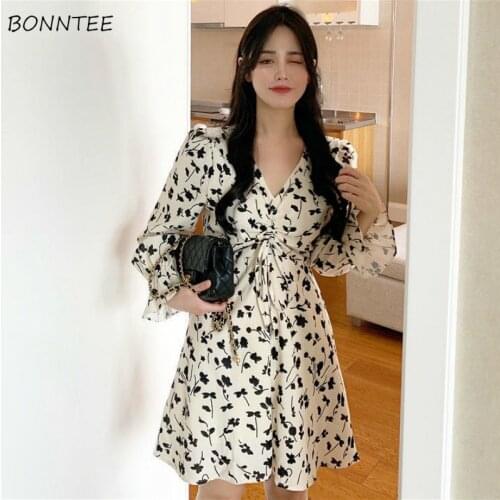 Dresses Women Spring Feminine All-match Korean Style Casual Long Sleeve Sweetie Students Fashionable Harajuku Mujer Vestidos