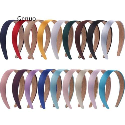 Narrow Side Hair Bands Women Headdress Solid Color Satin Cloth Headband Bezel Girls Hairband Hair Hoops Female Hair Accessories