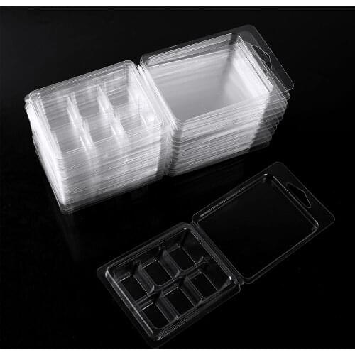 20Pcs Wax Melt Molds Clear Empty Plastic Waxing Melting Packaging Clamshells DIY Candle Moulds Wickless Wax Candle Making Boxes