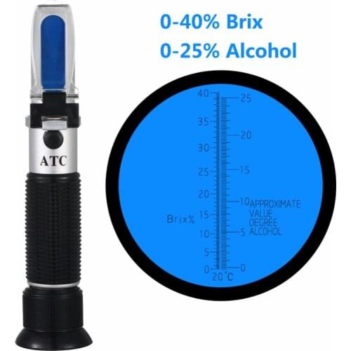 Yieryi High Quality 0~40% Brix 0~25% Alcohol Wort Specific Gravity Refractometer Beer Fruit Juice Wine Sugar Test New Arrival