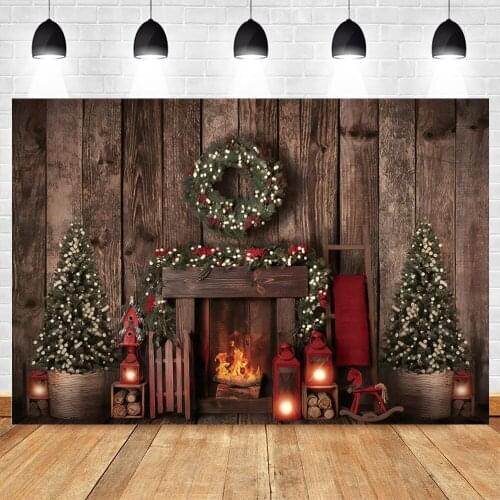 Christmas Backdrops For Photography Background Fireplace Vintage Wood Wall Newborn Baby Vinyl Photophone Photozone Photo Studio