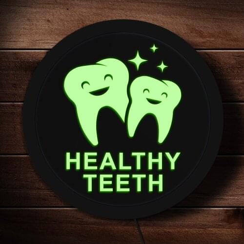 Dental Care Healthy Teeth LED Lighting Hanging Sign Dental Clinic Opening Business Sign Stomatologic Dentist Colorful Wall Light
