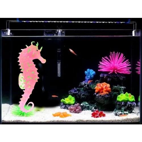 Glow in The Dark Luminous Artificial Simulation Silicone Seahorse Sea Horse Hippocampus for Aquarium Fish Tank Decoration