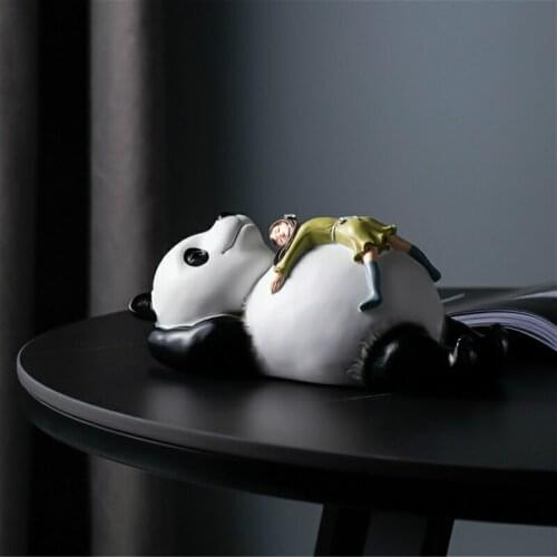 Warm and healing Panda Girl Statue Decoration Modern Home accessories Living room Bedroom Animals Ornaments figurine Decor Gift