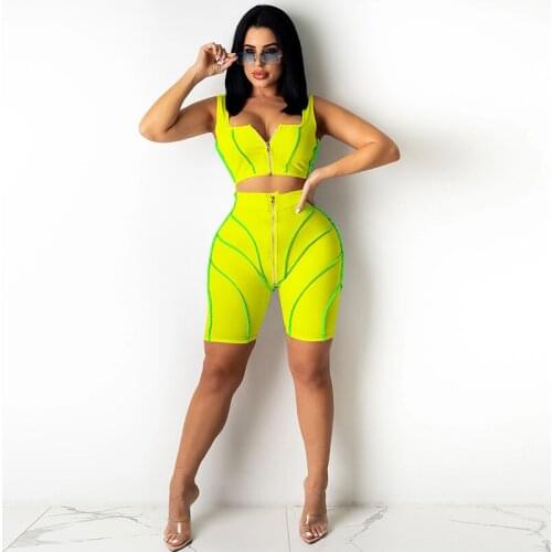 Workout Casual Tracksuit Women 2 Piece Set Tank Crop Top+Biker Shorts Matching Sets Sport Active Wear Sweat Suits Womens Outfits