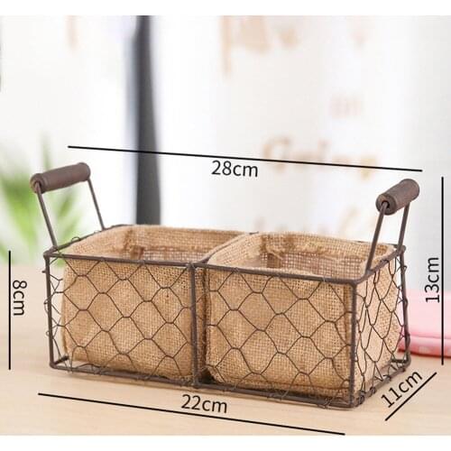 Vintage Wire Baskets for Storage Removable Fabric Liner Wire Storage Basket with Removable Liner SCIE999