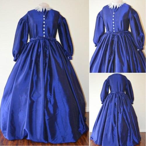 Customer-made 19 Century Vintage Victorian Dress 1860s Civil War Southern Belle Gown Marie Antoinette dresses US4-36 C-433