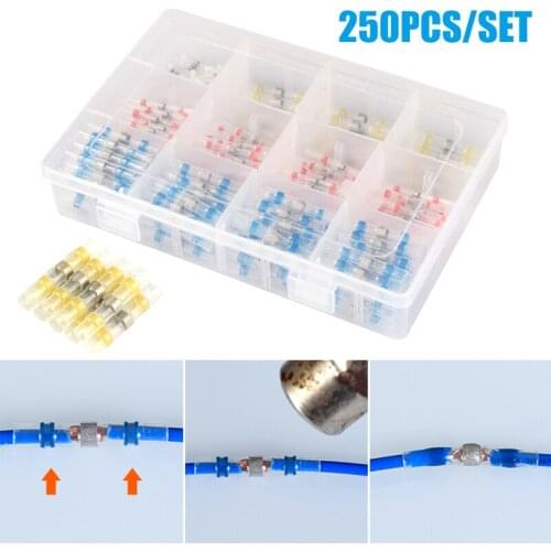 Waterproof Solder Ring 250pcs Boxed Solder Ring Heat Shrinkable Tube Terminal Wire Protective Sleeve Conectores Eléctricos