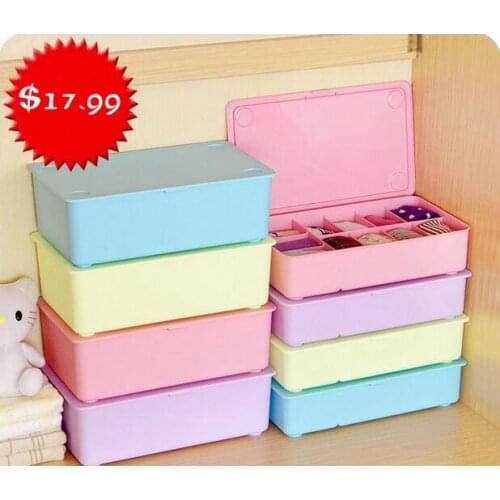 Drawer Pastic Box Multicellular Underwear Organizer Bra Storage 4 Colors Panties Socks Storage Box