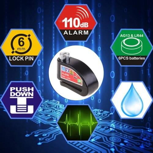 Alloy Steel Wheel Disc Brake Lock Motorcycle Scooter Anti-Theft Security Alarm Brake Alarm Lock