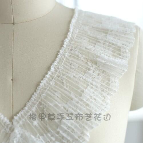 1M Balck White Embroidery Mesh Lace Fabric Trim Wedding Tulle Dress Handmade DIY Clothing Skirt Hem Accessories Crafts 9CM Wide